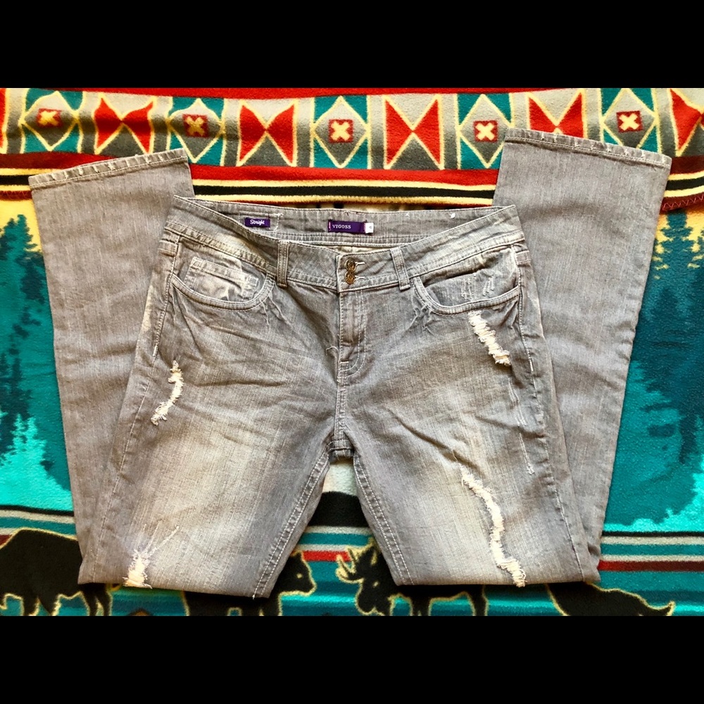 Vigoss Distressed Gray Jeans Size 15 - Picture 1 of 6